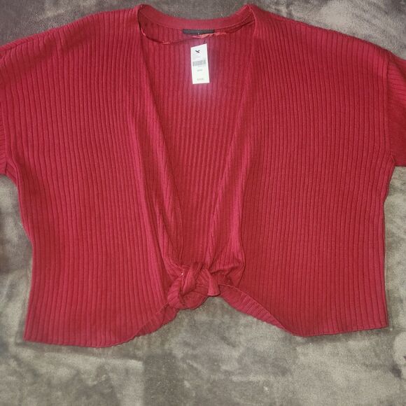 NWT Lane Bryant Classic Bracelet Sleeve TieFront Overpiece Rumba Red Size 22/24 - Picture 2 of 8